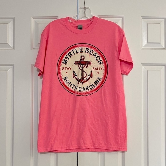 Myrtle Beach South Carolina "Stay Salty" pink heavy cotton short sleeve t-shirt. - Picture 3 of 14